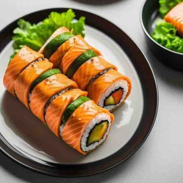 Рулет с лососем и диким рисом